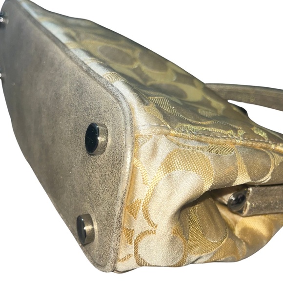 Y2k Coach Vintage Gold Metallic “C”Signature Kiss-lock Frame Handbag, Charm - Picture 15 of 16